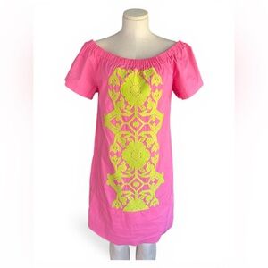 Ivy Jane Pink and Yellow Embroidered Midi Dress